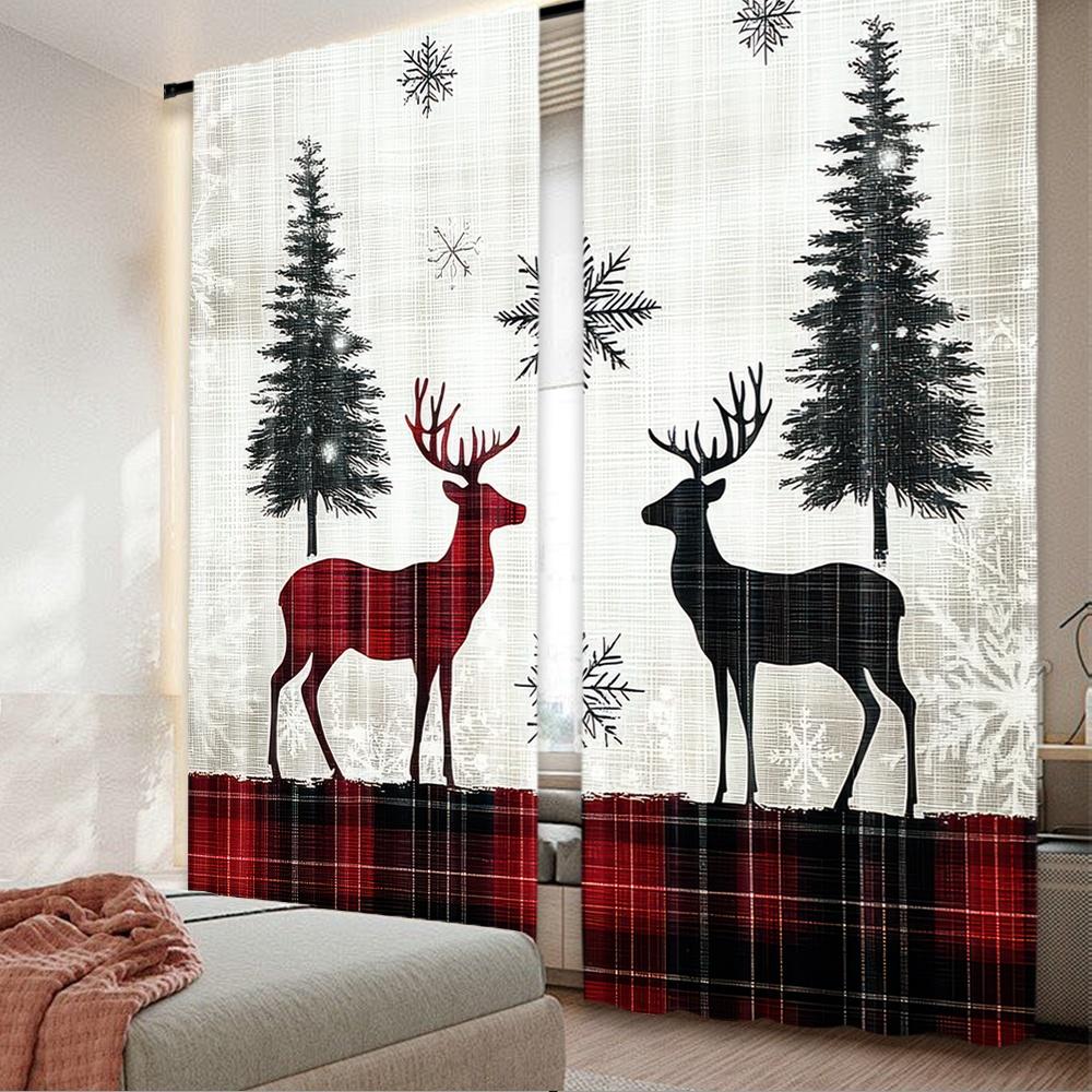 Flat Printing Merry Christmas Party Curtains Winter Reindeer Scopic Stylish Polyester Fiber Festive Set Of 2 Made W100*H70(CM)-Grommet top&1PCS
Flat Printing Merry Christmas Party Curtains Winter Reindeer Scopic Stylish Polyester Fiber Festive Set Of 2 Made W100*H70(CM)-Grommet top&1PCS