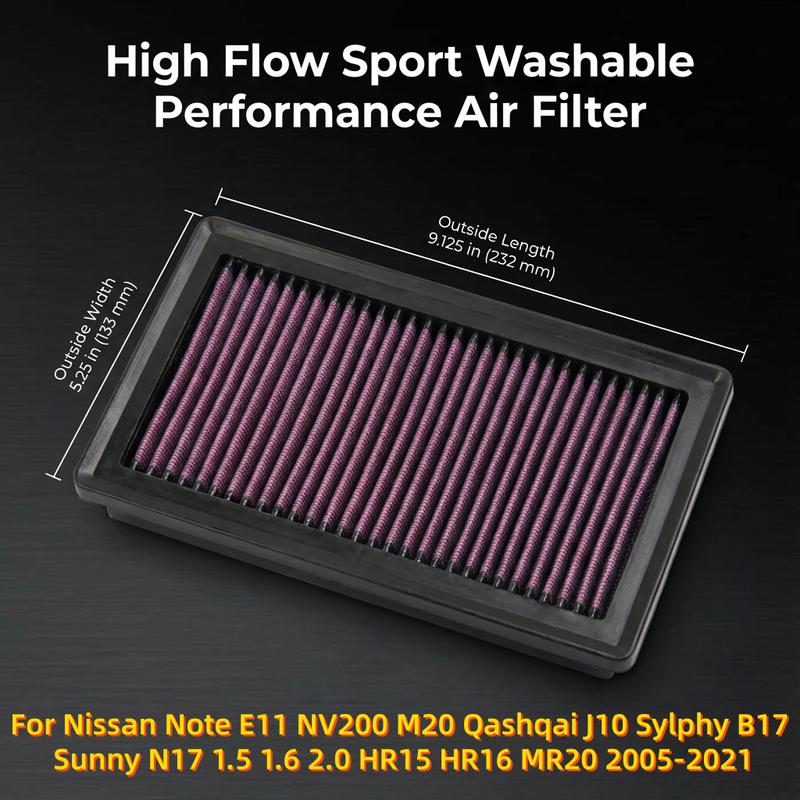 For Nissan Note E11 NV200 M20 Qashqai J10 Sylphy B17 Sunny N17 1.5 1.6 2.0 HR15 HR16 MR20 2005- High Flow Sport Air Filter
For Nissan Note E11 NV200 M20 Qashqai J10 Sylphy B17 Sunny N17 1.5 1.6 2.0 HR15 HR16 MR20 2005- High Flow Sport Air Filter