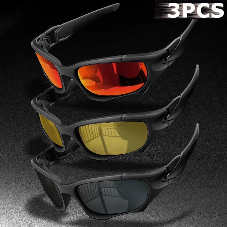3-Pack Fashionable Mirror Sunglasses Set Colorful Design Black Frame Trendy Cycling Glasses Lightweight Classic Style High-Quali
3-Pack Fashionable Mirror Sunglasses Set Colorful Design Black Frame Trendy Cycling Glasses Lightweight Classic Style High-Quali