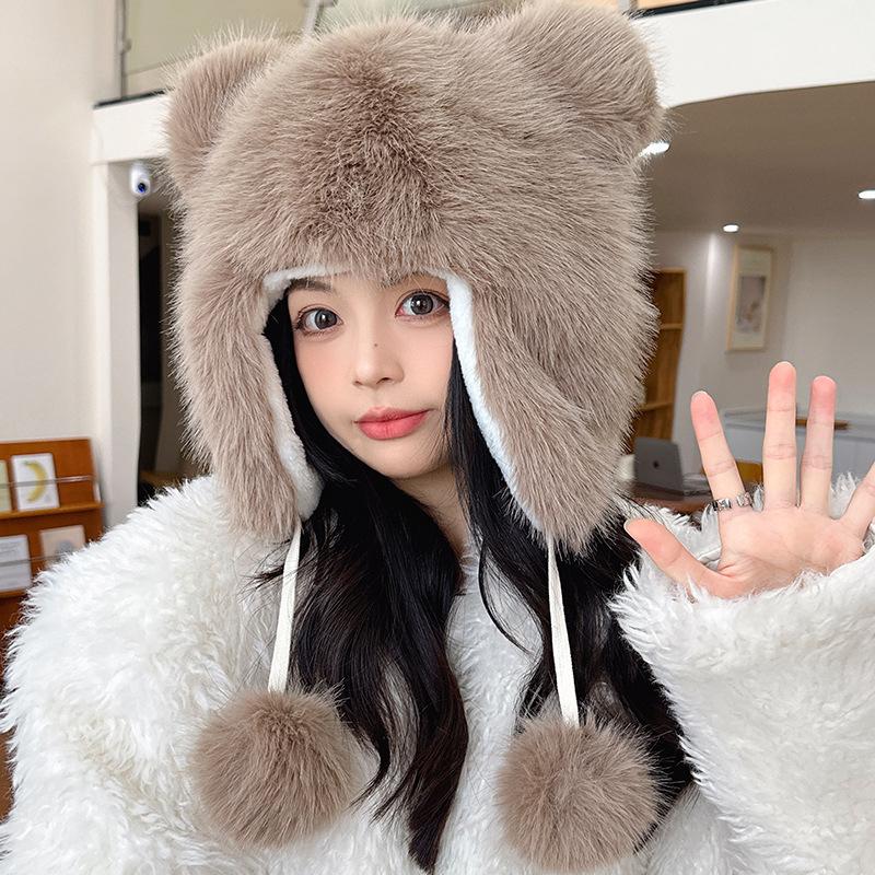 Hairy hat girl winter warm cute bear ear bag hat show face small cycling cold hat Adult average size хакі
Hairy hat girl winter warm cute bear ear bag hat show face small cycling cold hat Adult average size хакі