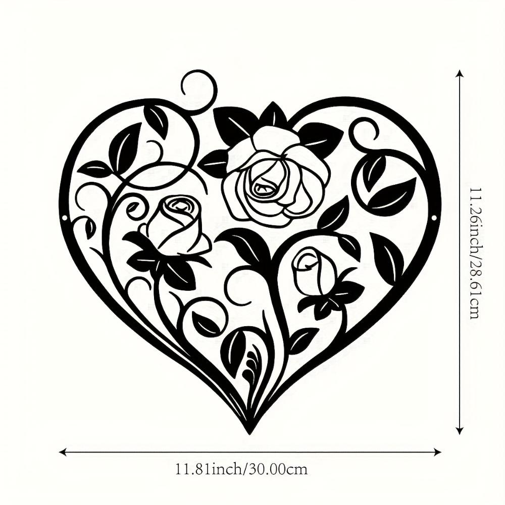 Iron Heart Wall Art, Black Metal Floral Design for Garden Balcony, Romantic Farmhouse Hanging Decor, Durable 2D Indoor Outdoor Ornament 12in
Iron Heart Wall Art, Black Metal Floral Design for Garden Balcony, Romantic Farmhouse Hanging Decor, Durable 2D Indoor Outdoor Ornament 12in