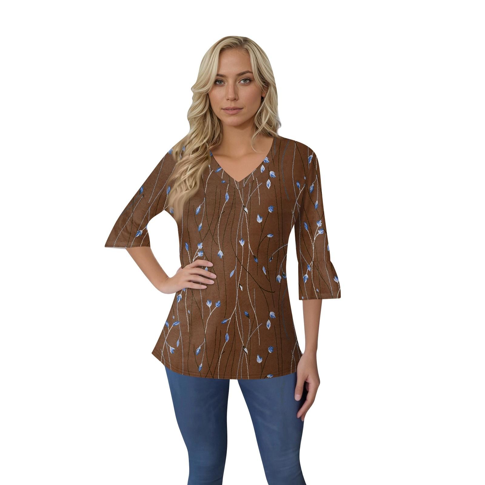 Женский повседневный топ с рукавами 3/4, летняя футболка с v-образным вырезом и пышными рукавами L коричневый
Женский повседневный топ с рукавами 3/4, летняя футболка с v-образным вырезом и пышными рукавами L коричневый