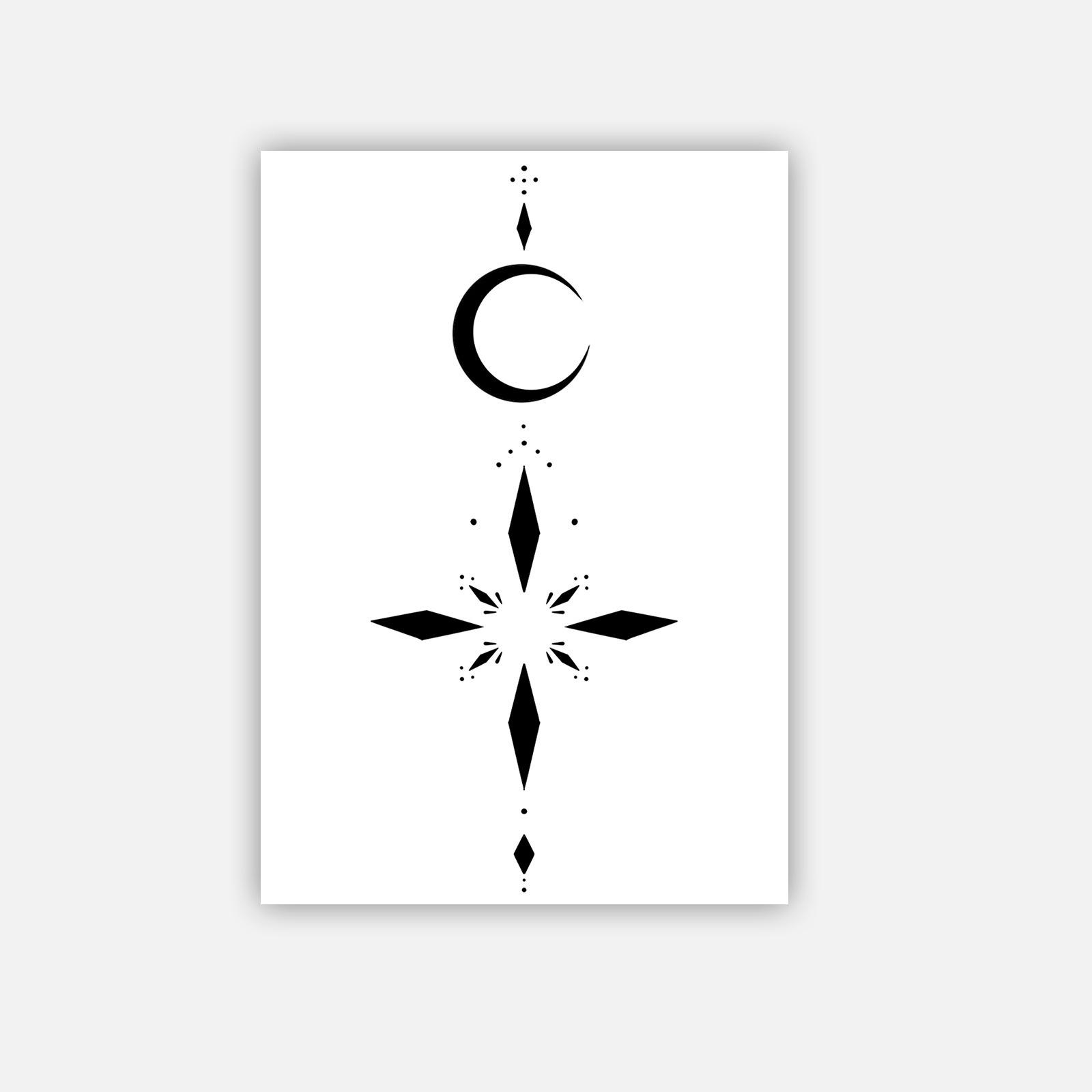 Personality High-End Sensual Style Dark Moon Star Line Totem Tattoo Sticker 7*10CM
Personality High-End Sensual Style Dark Moon Star Line Totem Tattoo Sticker 7*10CM