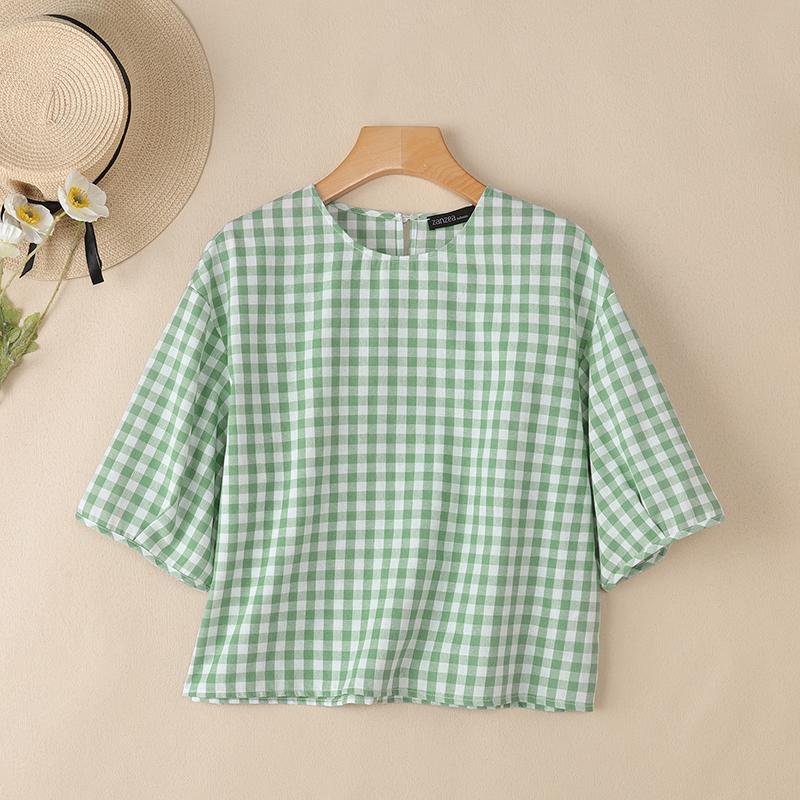 ZANZEA Женская летняя повседневная блузка с круглым вырезом и рукавом до локтя в клетку 5XL зелёный
ZANZEA Женская летняя повседневная блузка с круглым вырезом и рукавом до локтя в клетку 5XL зелёный