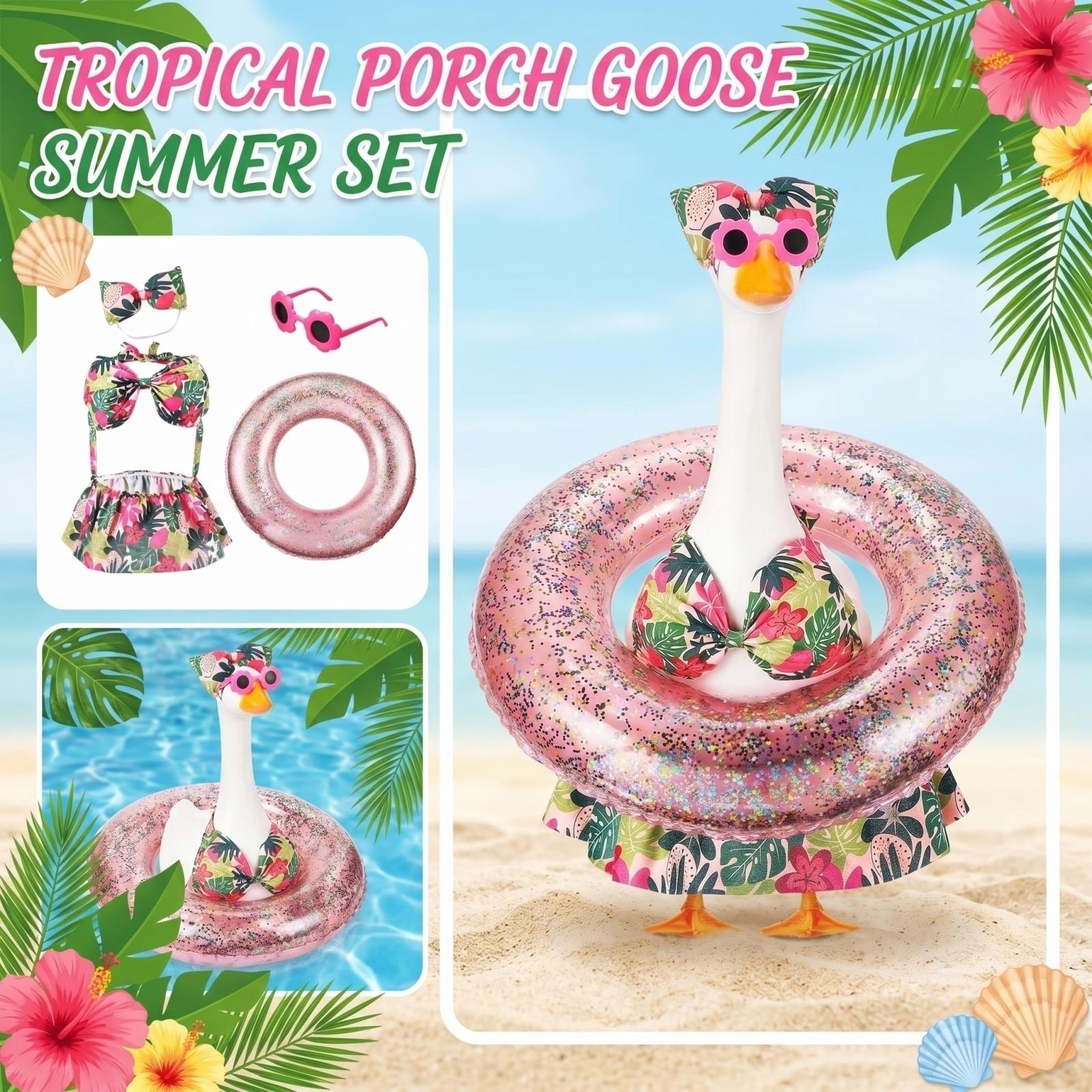 Hawaiian Floral Porch Goose Outfit with Inflatable Ring and Sunglasses for Outdoor Decorative Statue Display Use One Size
Hawaiian Floral Porch Goose Outfit with Inflatable Ring and Sunglasses for Outdoor Decorative Statue Display Use One Size