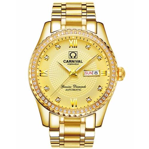 Carnival Мужские часы с автоматическим механизмом, циферблатом, полностью золотые, из нержавеющей стали, с сапфировым стеклом, водонепроницаемые, мужские черные часы, полностью золотые, автоматические.
Carnival Мужские часы с автоматическим механизмом, циферблатом, полностью золотые, из нержавеющей стали, с сапфировым стеклом, водонепроницаемые, мужские черные часы, полностью золотые, автоматические.