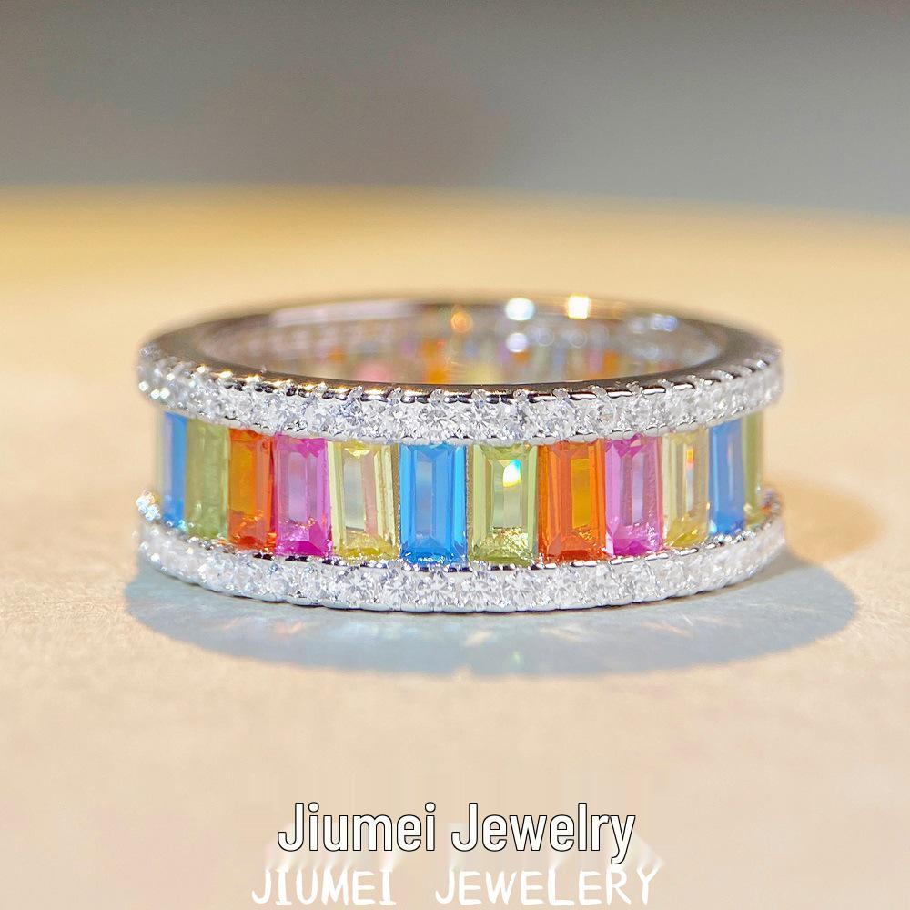 S925 Sterling Silver Rainbow Zircon Ring - Women s Multicolor Full Diamond Design Size 8
S925 Sterling Silver Rainbow Zircon Ring - Women s Multicolor Full Diamond Design Size 8