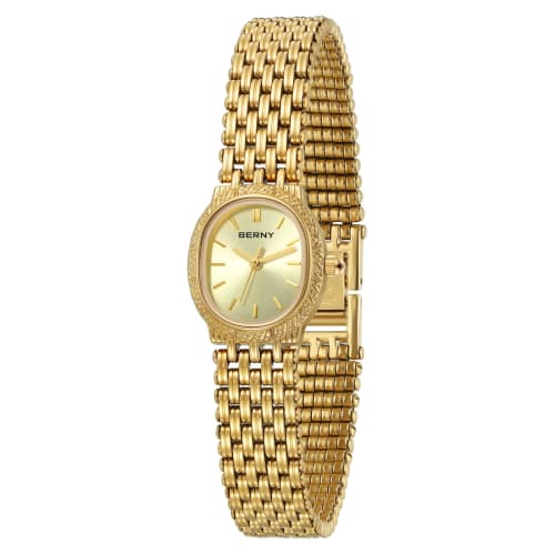 BERNY Women s Gold Quartz Watch with a Small Oval Design, 3 ATM Water Resistance, and a Japanese Movement with a Convenient Adjustment Tool
BERNY Women s Gold Quartz Watch with a Small Oval Design, 3 ATM Water Resistance, and a Japanese Movement with a Convenient Adjustment Tool