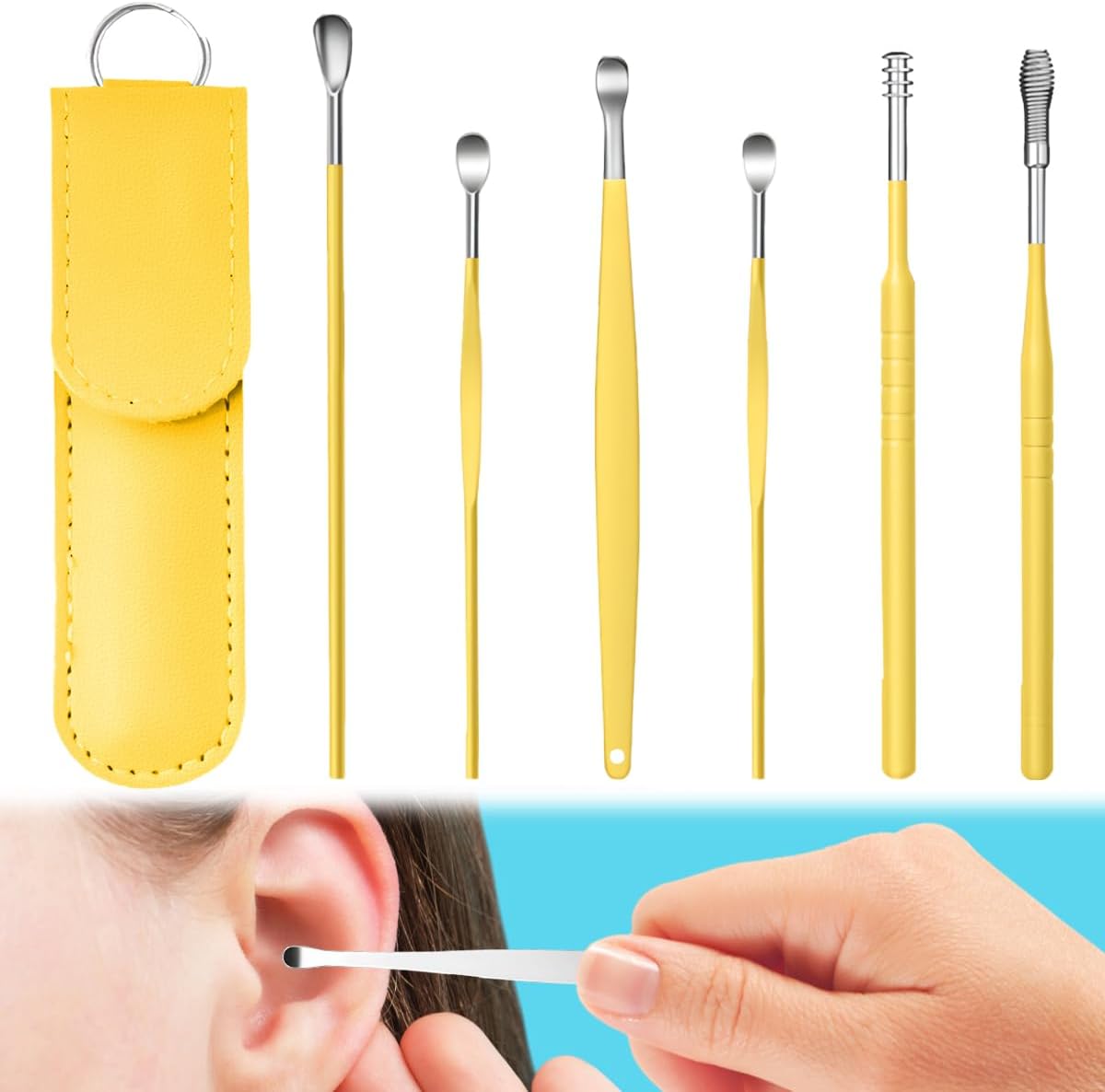 Набор для удаления ушной серы - улучшенный набор инструментов для чистки ушей, 360-градусный спиральный очиститель каналов из нержавеющей стали, портативный очиститель ушей Инструменты для удаления ушной серы жёлтый
Набор для удаления ушной серы - улучшенный набор инструментов для чистки ушей, 360-градусный спиральный очиститель каналов из нержавеющей стали, портативный очиститель ушей Инструменты для удаления ушной серы жёлтый