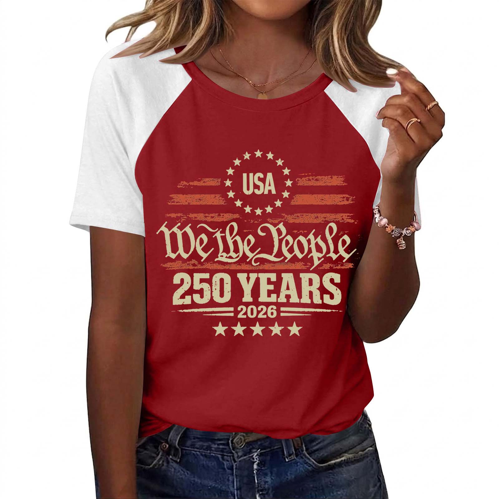 Women Fashion Printed T Shirt USA We The People 250 Years 2026 Graphic Tee Casual Short Sleeve Top Soft Comfortable Fit S
Women Fashion Printed T Shirt USA We The People 250 Years 2026 Graphic Tee Casual Short Sleeve Top Soft Comfortable Fit S
