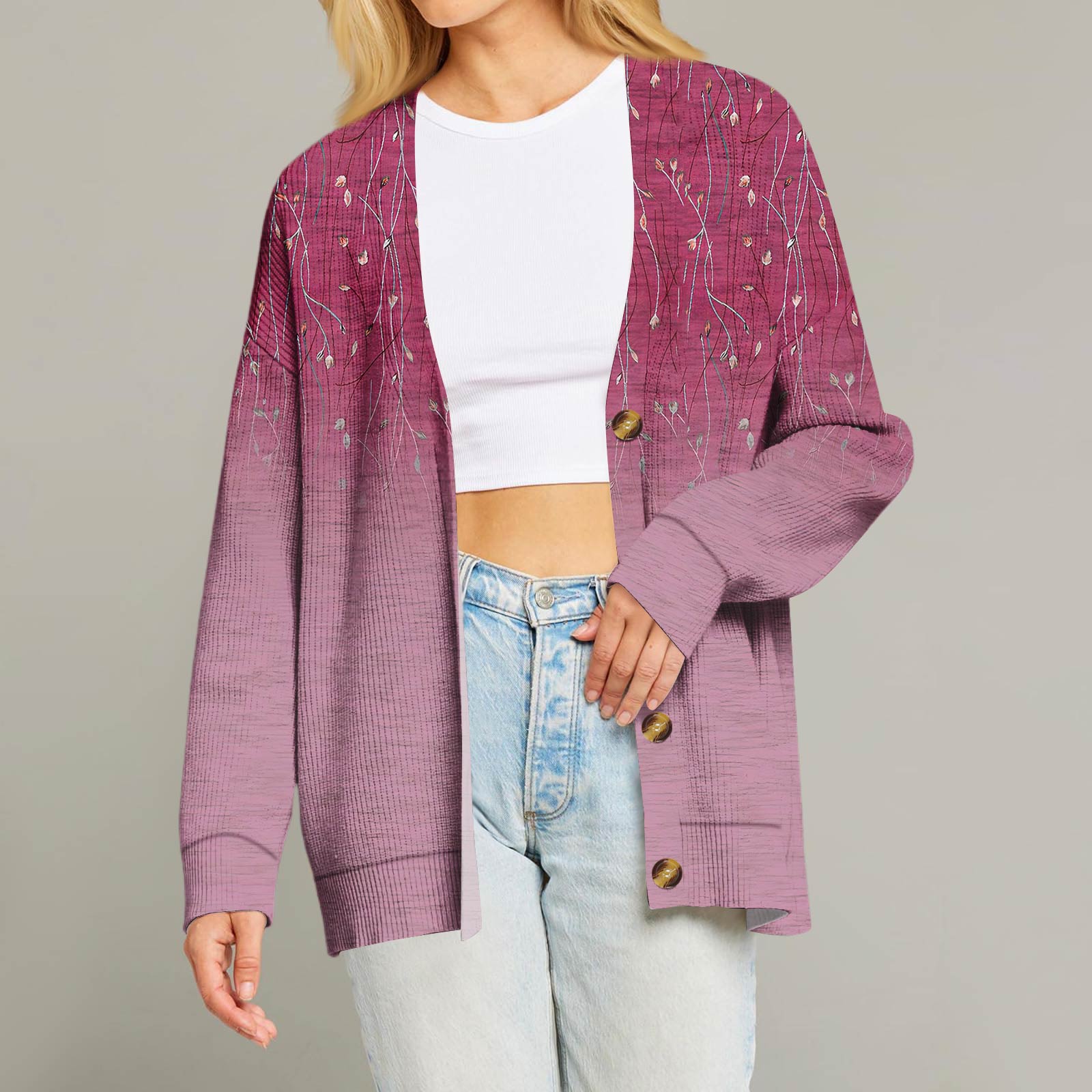 Женский модный кардиган с длинным рукавом, принтом, V-образным вырезом, на пуговицах, свободного кроя XXL винный
Женский модный кардиган с длинным рукавом, принтом, V-образным вырезом, на пуговицах, свободного кроя XXL винный