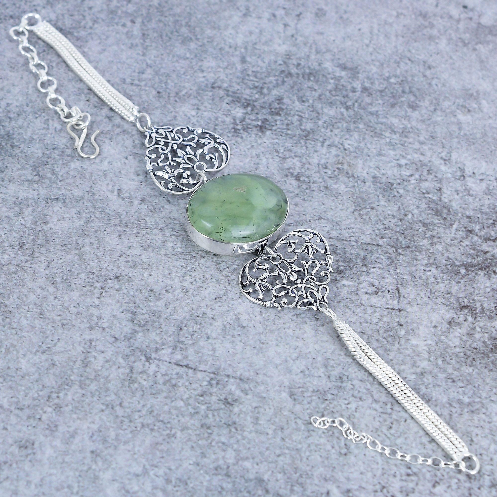 Prehnite Gemstone Handmade 925 Sterling Silver Bracelet 7-8 M-2742
Prehnite Gemstone Handmade 925 Sterling Silver Bracelet 7-8 M-2742