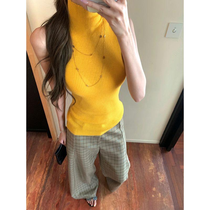 Kumikumi High Sense Gyaru Solid Stand Collar Knit vest Women Summer Retro Plaid Casual Pants Two-piece Set Pear Flower Yellow Vest One size
Kumikumi High Sense Gyaru Solid Stand Collar Knit vest Women Summer Retro Plaid Casual Pants Two-piece Set Pear Flower Yellow Vest One size