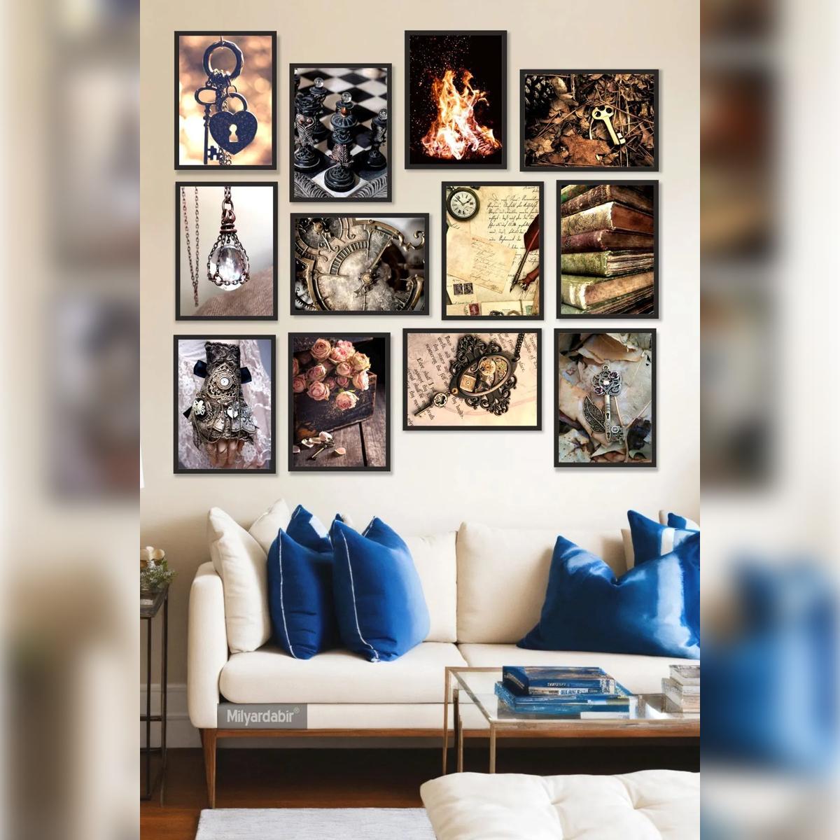 Add Elegance to Your Home with the 12-Piece Poster Set Featuring Vintage Key and Clock Illustrations! 
Add Elegance to Your Home with the 12-Piece Poster Set Featuring Vintage Key and Clock Illustrations!