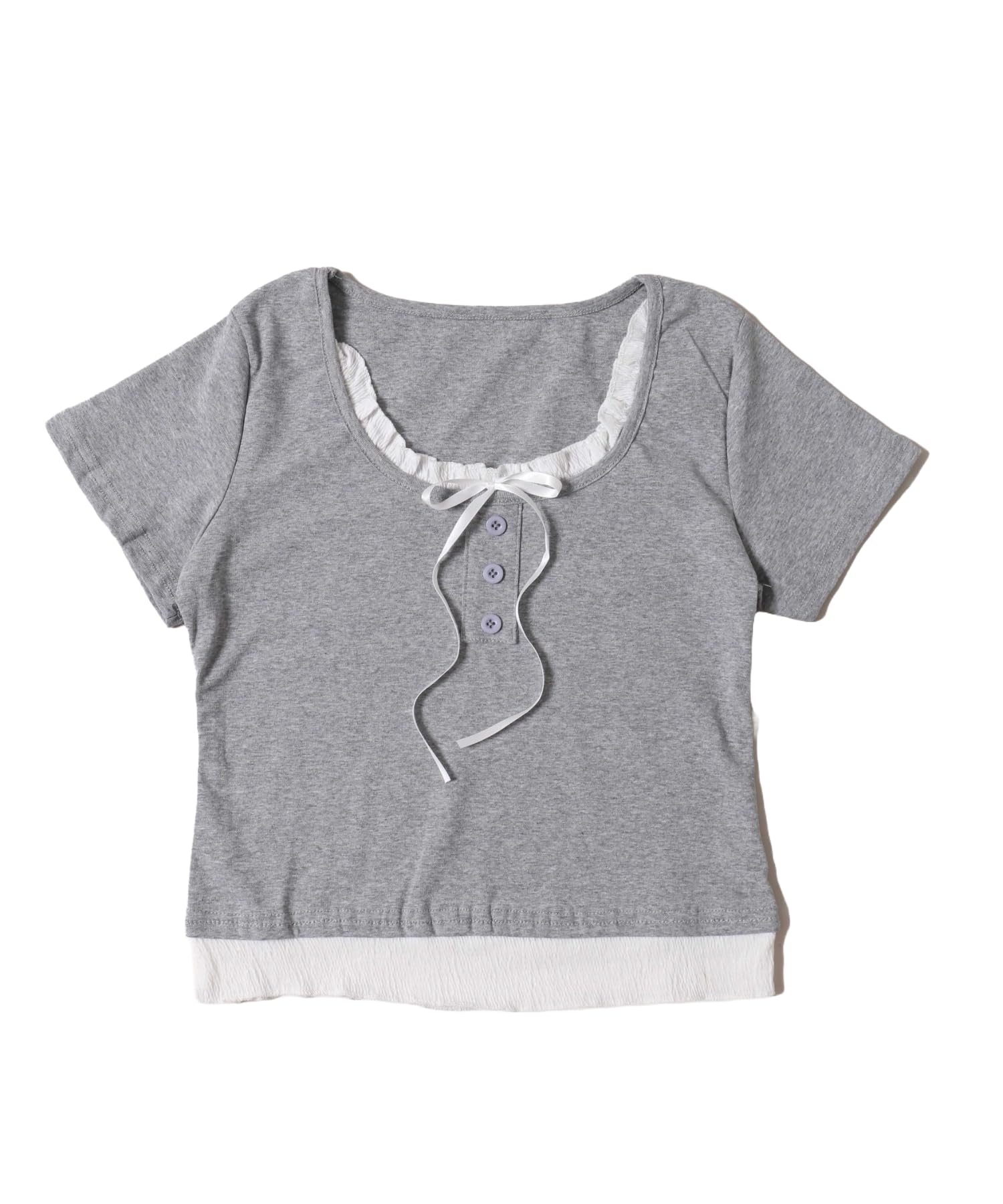 WEGO PHILLY Short Sleeve Layered Style with Front Short Sleeve Size Gray T-Shirt, Ribbon, Top, Girly, Casual, Spring, Summer, Fall, Women s, F, серый
WEGO PHILLY Short Sleeve Layered Style with Front Short Sleeve Size Gray T-Shirt, Ribbon, Top, Girly, Casual, Spring, Summer, Fall, Women s, F, серый