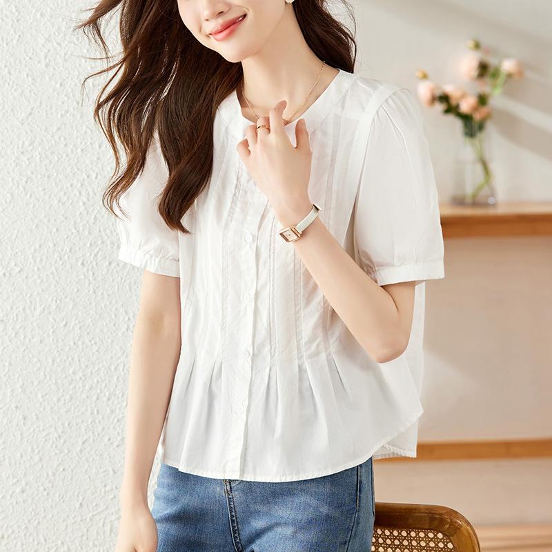 Pink and Purple Shirt for Women Short-sleeved Summer Clothes New Round Neck Small Top Pure Cotton Casual Shirt M
Pink and Purple Shirt for Women Short-sleeved Summer Clothes New Round Neck Small Top Pure Cotton Casual Shirt M