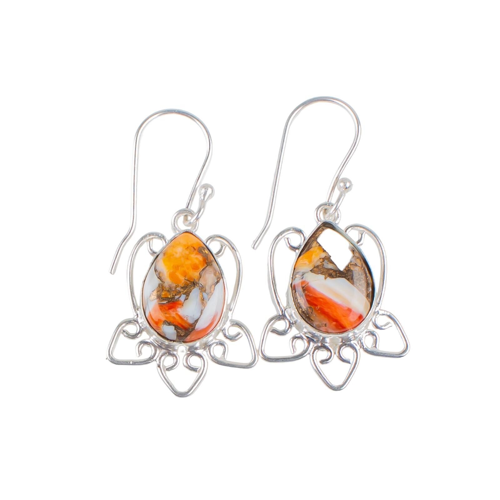 Orange Copper Turquoise Gemstone 925 Sterling Silver Elegant Jewelry Earrings EE-40-35
Orange Copper Turquoise Gemstone 925 Sterling Silver Elegant Jewelry Earrings EE-40-35