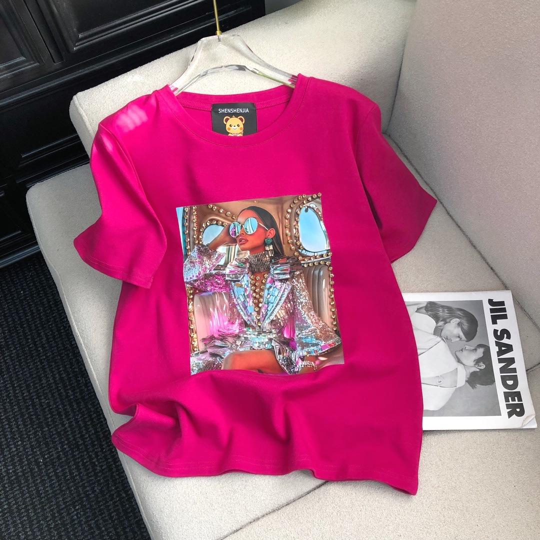 Shen Shen Oversized Rhinestone Cartoon T-Shirt: Trendy Pure Cotton Short Sleeve One Size
Shen Shen Oversized Rhinestone Cartoon T-Shirt: Trendy Pure Cotton Short Sleeve One Size