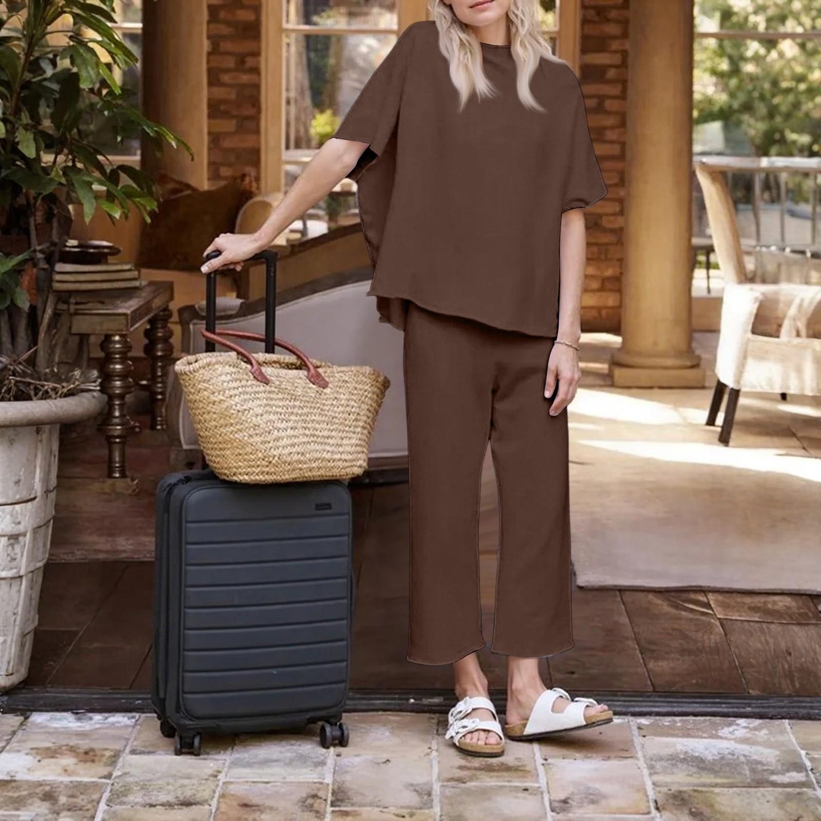 Женский свободный удобный модный и повседневный пуловер с коротким рукавом, брюки с широкими штанинами, комплект из двух предметов XS коричневый
Женский свободный удобный модный и повседневный пуловер с коротким рукавом, брюки с широкими штанинами, комплект из двух предметов XS коричневый