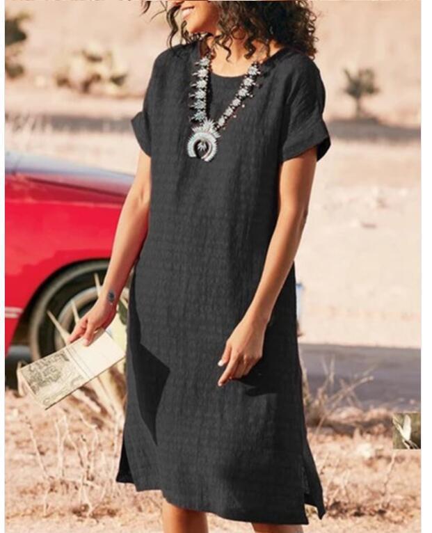 Новая женская юбка с короткими рукавами, повседневное платье с короткими рукавами, круглым вырезом и разрезом по боковому шву 3XL чёрный
Новая женская юбка с короткими рукавами, повседневное платье с короткими рукавами, круглым вырезом и разрезом по боковому шву 3XL чёрный