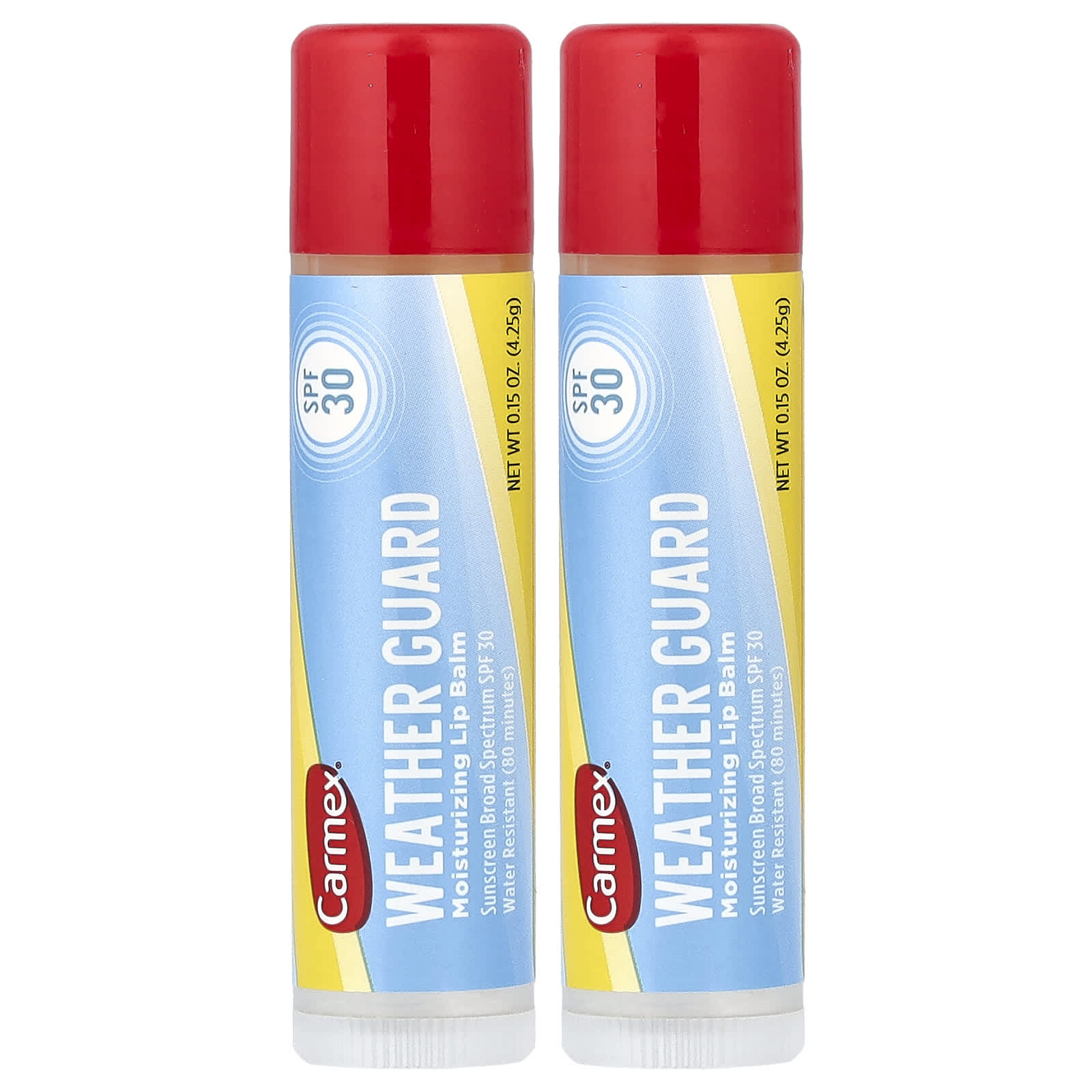 Carmex, Weather Guard, Moisturizing Lip Balm, SPF 30, 2 Pack, 4.25g (0.15oz) Each
Carmex, Weather Guard, Moisturizing Lip Balm, SPF 30, 2 Pack, 4.25g (0.15oz) Each
