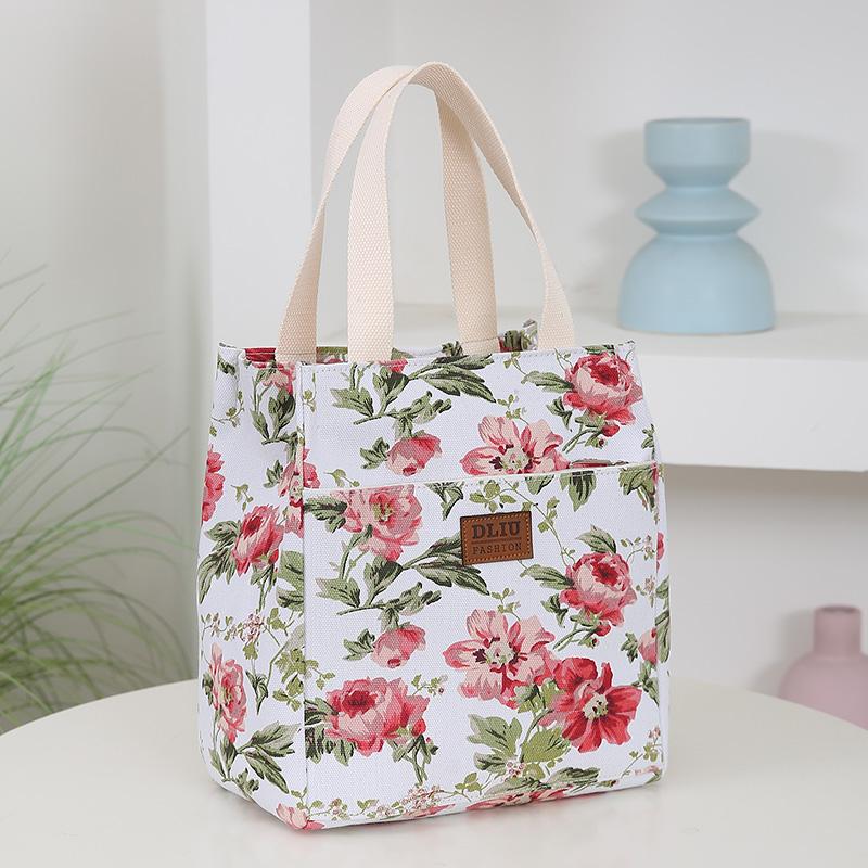 canvas flower printed fabric handbag, work portable multi-pocket zipper semi-closed daily clutter storage bag, bento bag
canvas flower printed fabric handbag, work portable multi-pocket zipper semi-closed daily clutter storage bag, bento bag