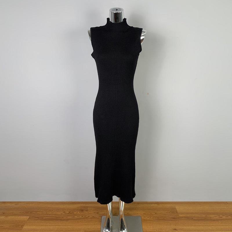 Korean Elegant Sleeveless Knit Dress - Sexy, High Neck, Slim Fit, Solid Color One Size чорний
Korean Elegant Sleeveless Knit Dress - Sexy, High Neck, Slim Fit, Solid Color One Size чорний