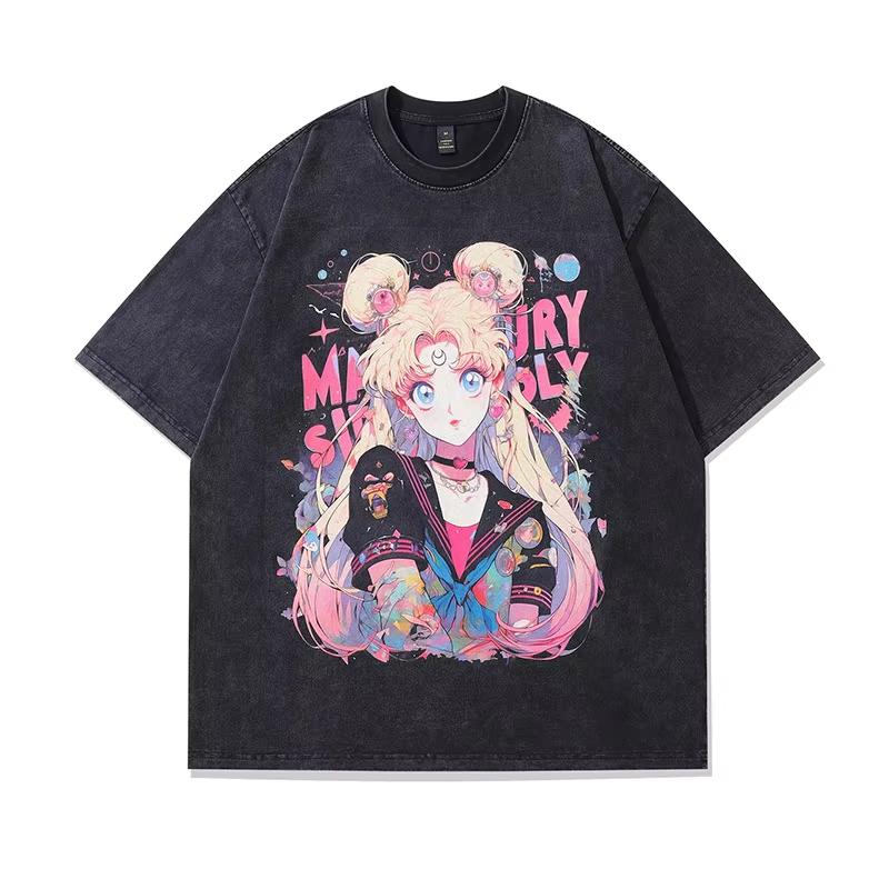 New Summer Mens T Shirts Sailor Moon Anime Print Summer Trendy Shortsleeved Tee Vintage Washed Cotton Clothes Tops XL
New Summer Mens T Shirts Sailor Moon Anime Print Summer Trendy Shortsleeved Tee Vintage Washed Cotton Clothes Tops XL