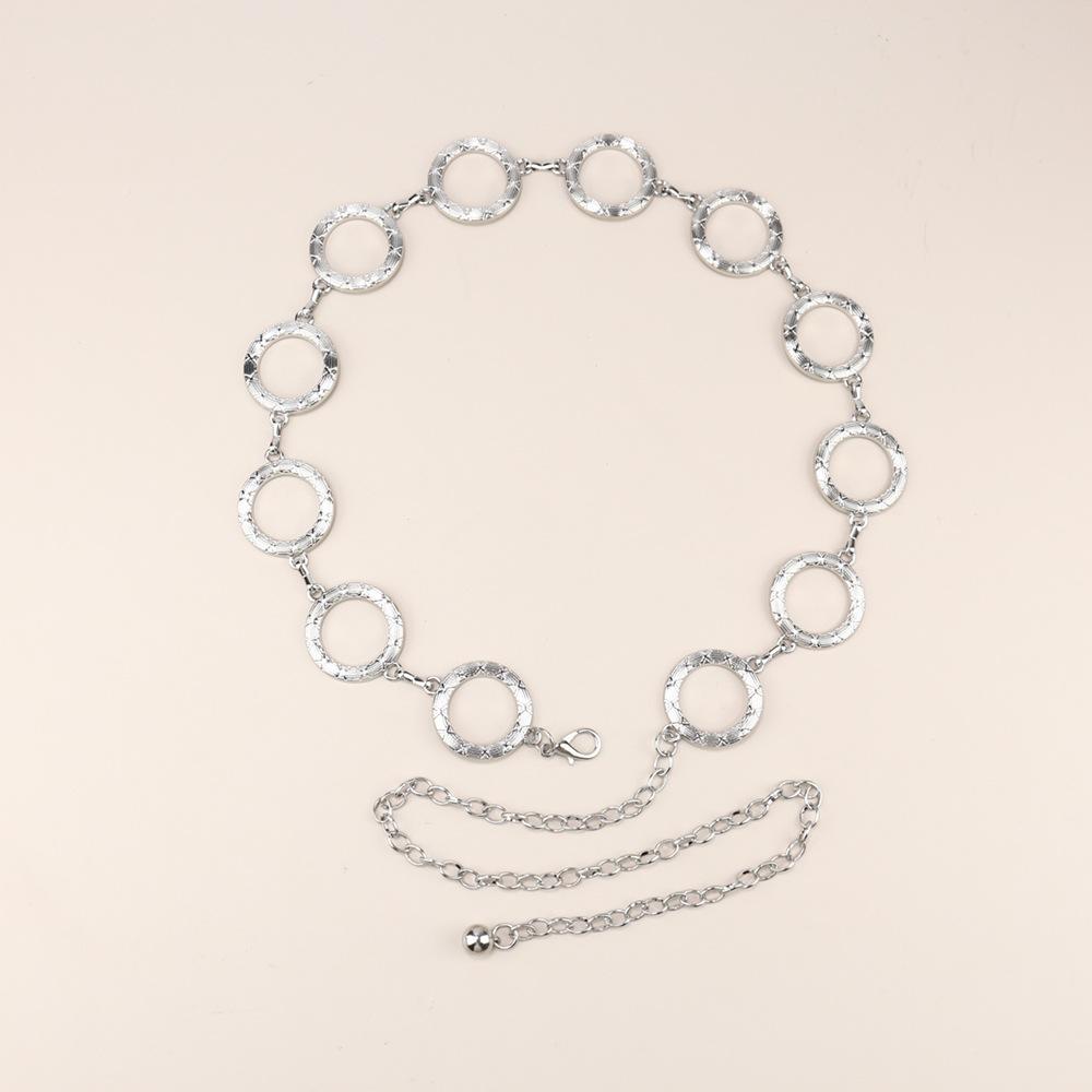 Поясная цепочка женская премиальная ретро серебристая летняя с юбкой золотая металлическая цепочка женский ремень