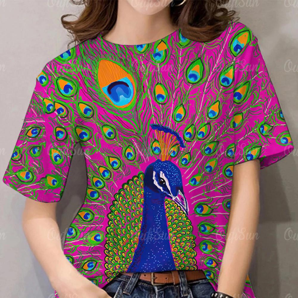 Women s Peacock Pattern T-shirt Top Printed T-shirt Short Sleeve Casual T-shirt Street Wear Women s Extra Large 5XL
Women s Peacock Pattern T-shirt Top Printed T-shirt Short Sleeve Casual T-shirt Street Wear Women s Extra Large 5XL