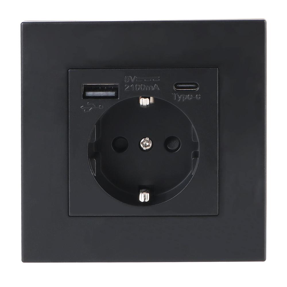 Розетки 16А Стандарт ЄС Панель ПК з портом для заряджання USB Type-C Німецька вилка Розетка Електричний настінний зарядний пристрій Адаптер Black EU
Розетки 16А Стандарт ЄС Панель ПК з портом для заряджання USB Type-C Німецька вилка Розетка Електричний настінний зарядний пристрій Адаптер Black EU