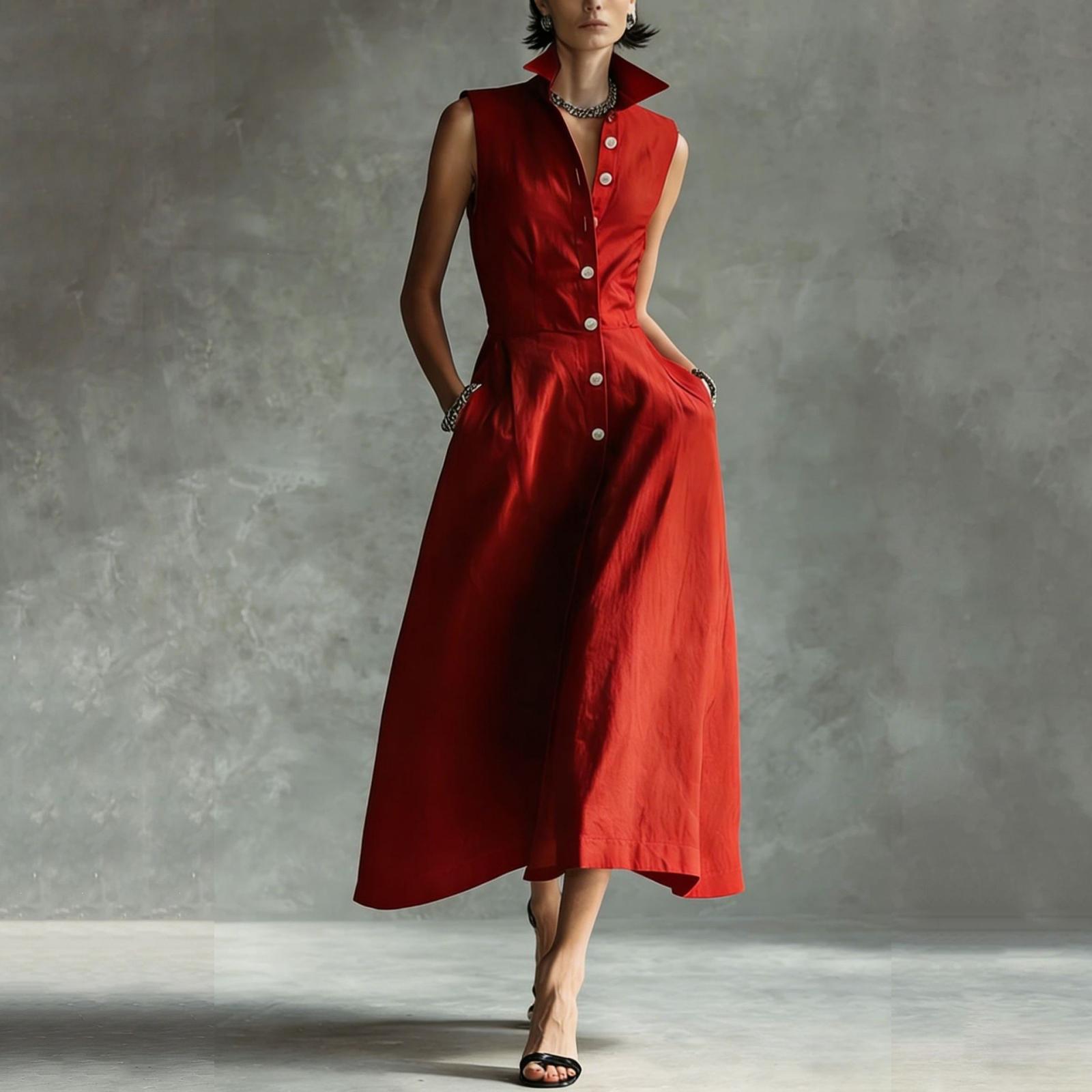 Sleeveless Button Down Maxi Dress with Lapel Collar for Summer Dresses for Women Uk Ladies Summer Dresses Uk Style XS красный
Sleeveless Button Down Maxi Dress with Lapel Collar for Summer Dresses for Women Uk Ladies Summer Dresses Uk Style XS красный