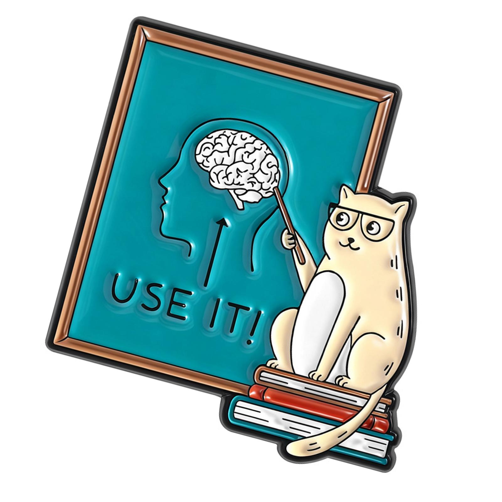 Unique Gift Cartoon Brooch Depicting Puss Teacher In Glasses Pointing To Brain For Thought Stimulation Enamel Pin 1
Unique Gift Cartoon Brooch Depicting Puss Teacher In Glasses Pointing To Brain For Thought Stimulation Enamel Pin 1