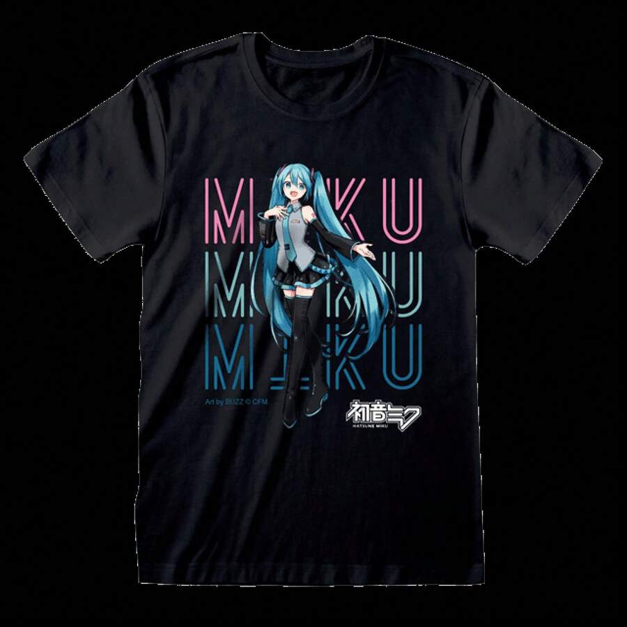 Graphic Tee Unisex Miku Miku Miku Anime Character With Blue Hair And Microphone Neon Pink And Blue Text S
Graphic Tee Unisex Miku Miku Miku Anime Character With Blue Hair And Microphone Neon Pink And Blue Text S