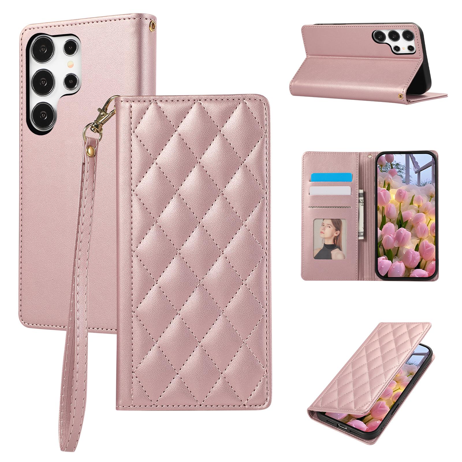 For Samsung Galaxy S24 Ultra Case RFID Blocking Wallet Stand Rhombus Leather Phone Cover with Wrist Strap Rose Gold
For Samsung Galaxy S24 Ultra Case RFID Blocking Wallet Stand Rhombus Leather Phone Cover with Wrist Strap Rose Gold