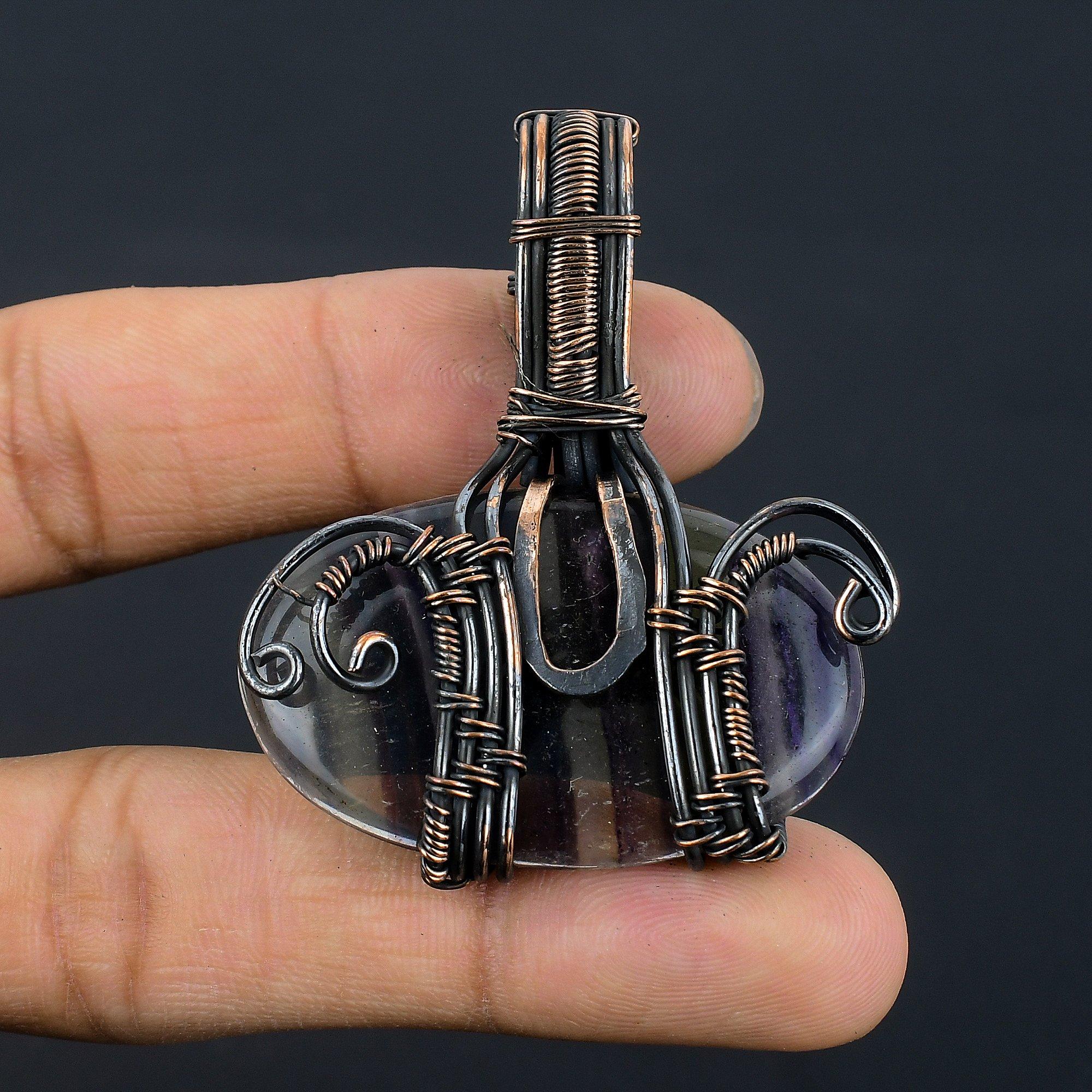 Fluorite 999 Copper Wire Wrapped Pendant, Handmade Gemstone Pendant, Gift For Mom Antique Jewelry 2.55 Inches
Fluorite 999 Copper Wire Wrapped Pendant, Handmade Gemstone Pendant, Gift For Mom Antique Jewelry 2.55 Inches