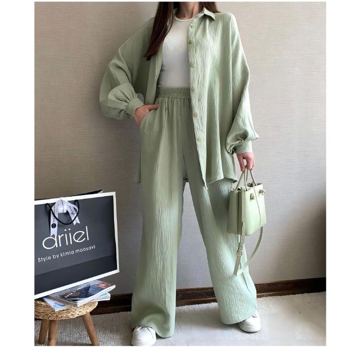 Southeast Asia Autumn/Winter Lapel Shirt & Elastic Waist Long Pants Casual Sports Set M світло-зелений колір
Southeast Asia Autumn/Winter Lapel Shirt & Elastic Waist Long Pants Casual Sports Set M світло-зелений колір