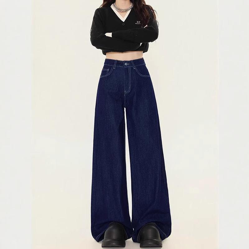 Women s Retro Dark Blue Wide-Leg High-Waist Jeans - Floor-Length Korean Style for Spring & Autumn M
Women s Retro Dark Blue Wide-Leg High-Waist Jeans - Floor-Length Korean Style for Spring & Autumn M