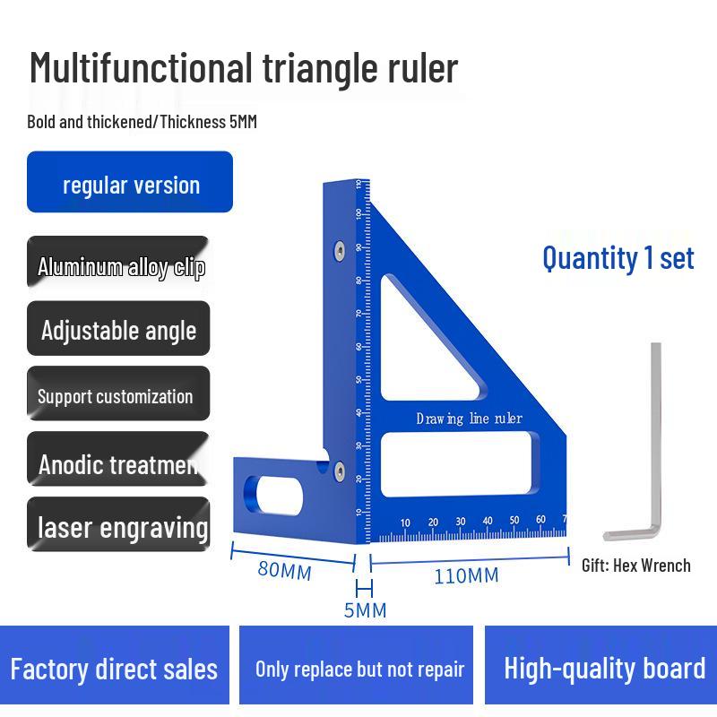 Инструмент многофункциональная треугольная линейка из алюминиевого сплава 45/90 градусов для деревообработки
Инструмент многофункциональная треугольная линейка из алюминиевого сплава 45/90 градусов для деревообработки