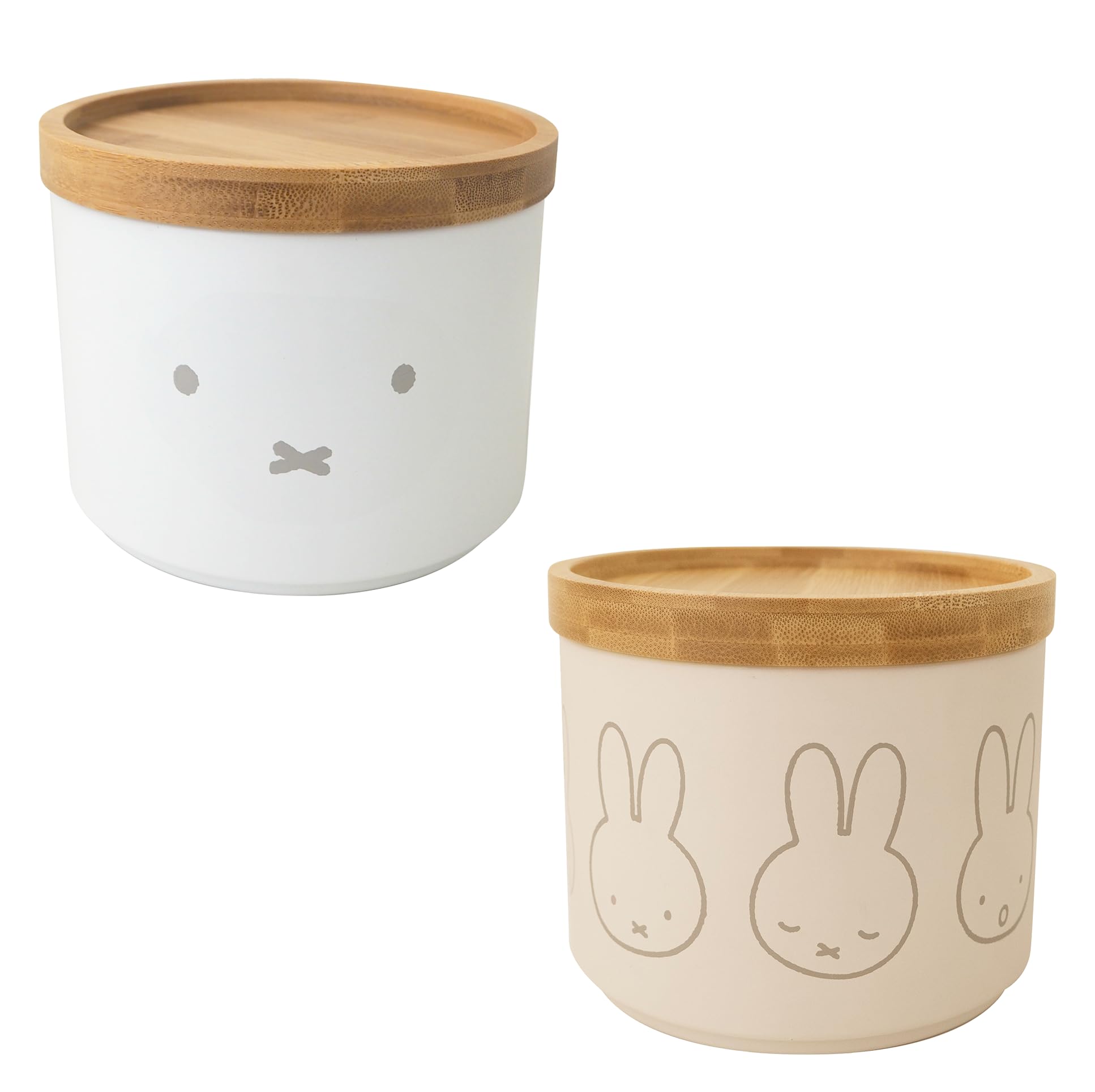 Miffy Bamboo Canister Set with Miffy Face and Miffy Lineup Lid,
Miffy Bamboo Canister Set with Miffy Face and Miffy Lineup Lid,
