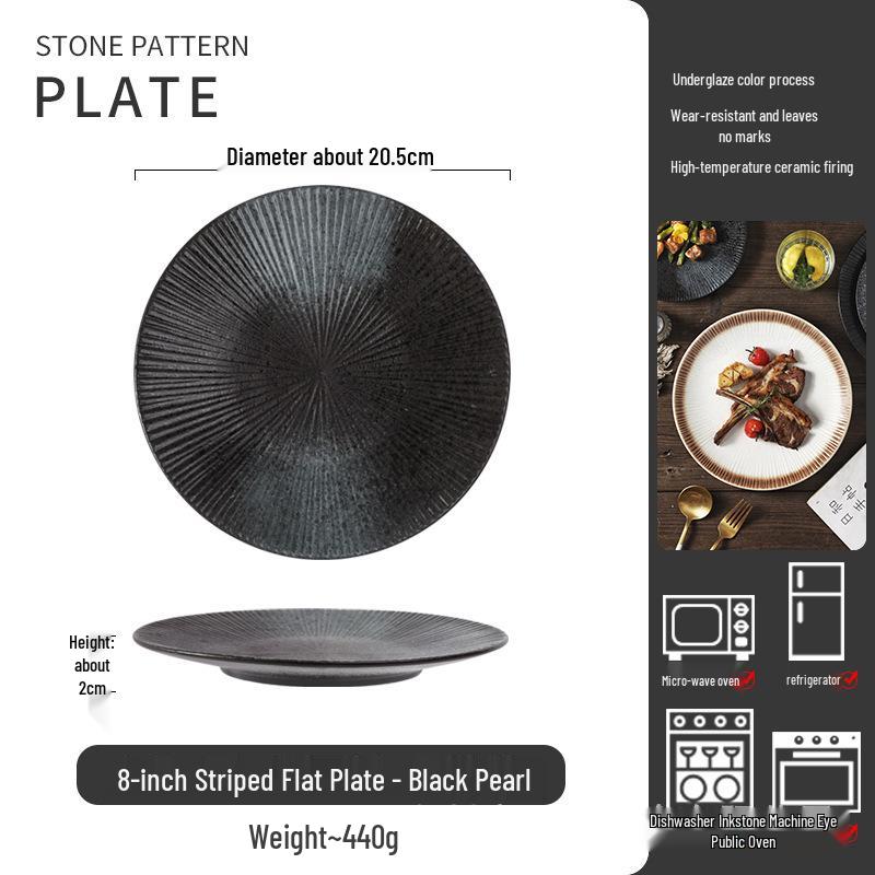 Retro Striped Japanese Ceramic Dinner Plate - Creative Shallow Dish for Breakfast and Dining
Retro Striped Japanese Ceramic Dinner Plate - Creative Shallow Dish for Breakfast and Dining