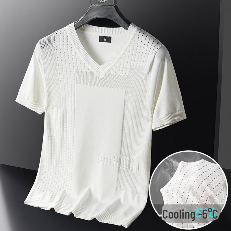 Мужская летняя футболка из искусственного шелка с ажурным узором — короткий рукав, V-образный или круглый вырез, легкая и дышащая M
Мужская летняя футболка из искусственного шелка с ажурным узором — короткий рукав, V-образный или круглый вырез, легкая и дышащая M