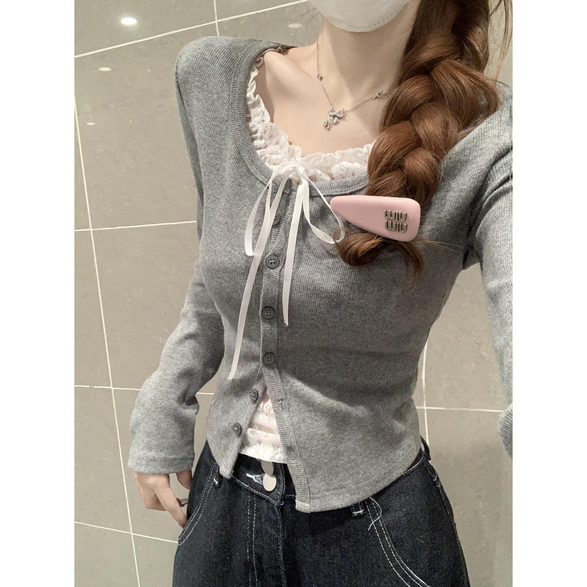 Lace Faux Two-Piece Long-Sleeve T-Shirt for Women - 2025 Spring Slim Style with Bow Detail Extra Large
Lace Faux Two-Piece Long-Sleeve T-Shirt for Women - 2025 Spring Slim Style with Bow Detail Extra Large