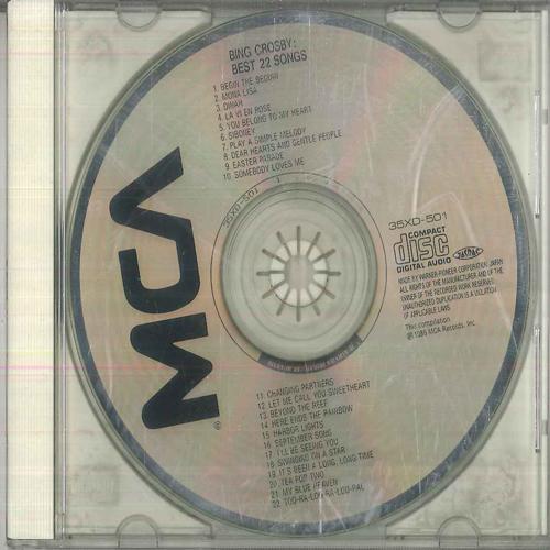 CD BING CROSBY BEST 22 SONGS 35XD501 MCA 1986 Japan Jazz Used
CD BING CROSBY BEST 22 SONGS 35XD501 MCA 1986 Japan Jazz Used