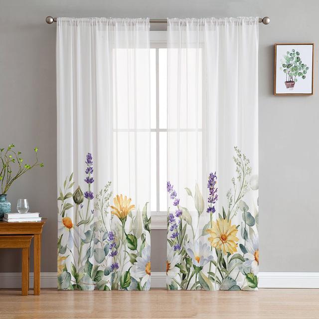Spring Flower Eucalyptus Leaf Sheer Curtains For Living Room Bedroom Kids Room Tulle Window Drapes 135W x 114H(cm)
Spring Flower Eucalyptus Leaf Sheer Curtains For Living Room Bedroom Kids Room Tulle Window Drapes 135W x 114H(cm)