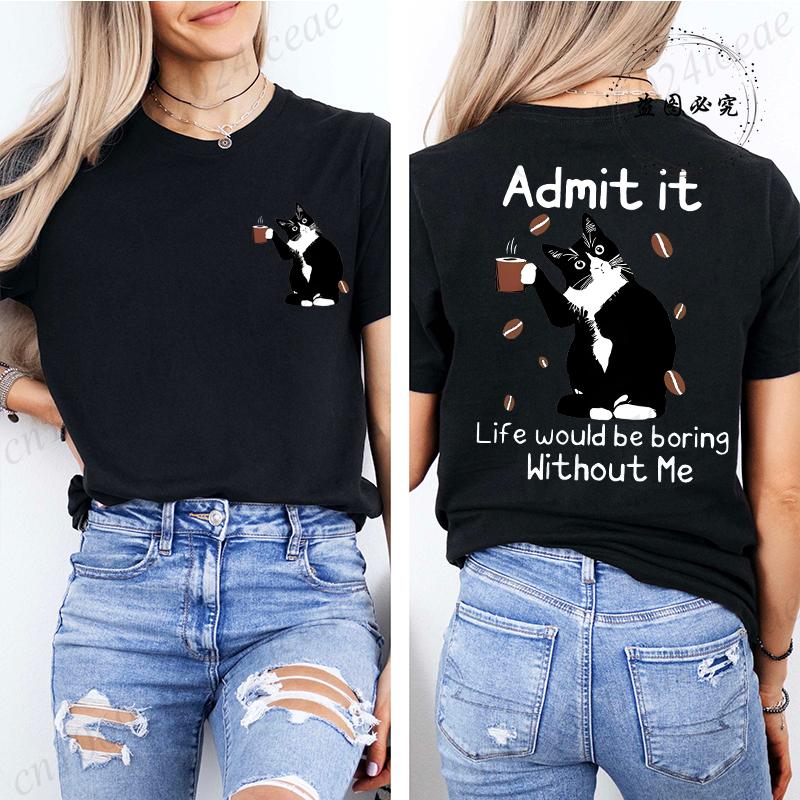 Cat Drink Coffee Printed TShirts Womens Summer Casual TShirts Loose Size Clothing Black Cat Print Short Sleeve Tshirt Top 4XL
Cat Drink Coffee Printed TShirts Womens Summer Casual TShirts Loose Size Clothing Black Cat Print Short Sleeve Tshirt Top 4XL