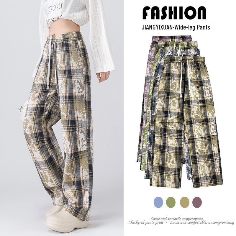 Women s Tie-Dye High-Waisted Plaid Wide-Leg Pants – Spring/Autumn Fashion, Slimming Loose Fit, Versatile Draped Straight-Leg Design. XL (110-130 jin)
Women s Tie-Dye High-Waisted Plaid Wide-Leg Pants – Spring/Autumn Fashion, Slimming Loose Fit, Versatile Draped Straight-Leg Design. XL (110-130 jin)