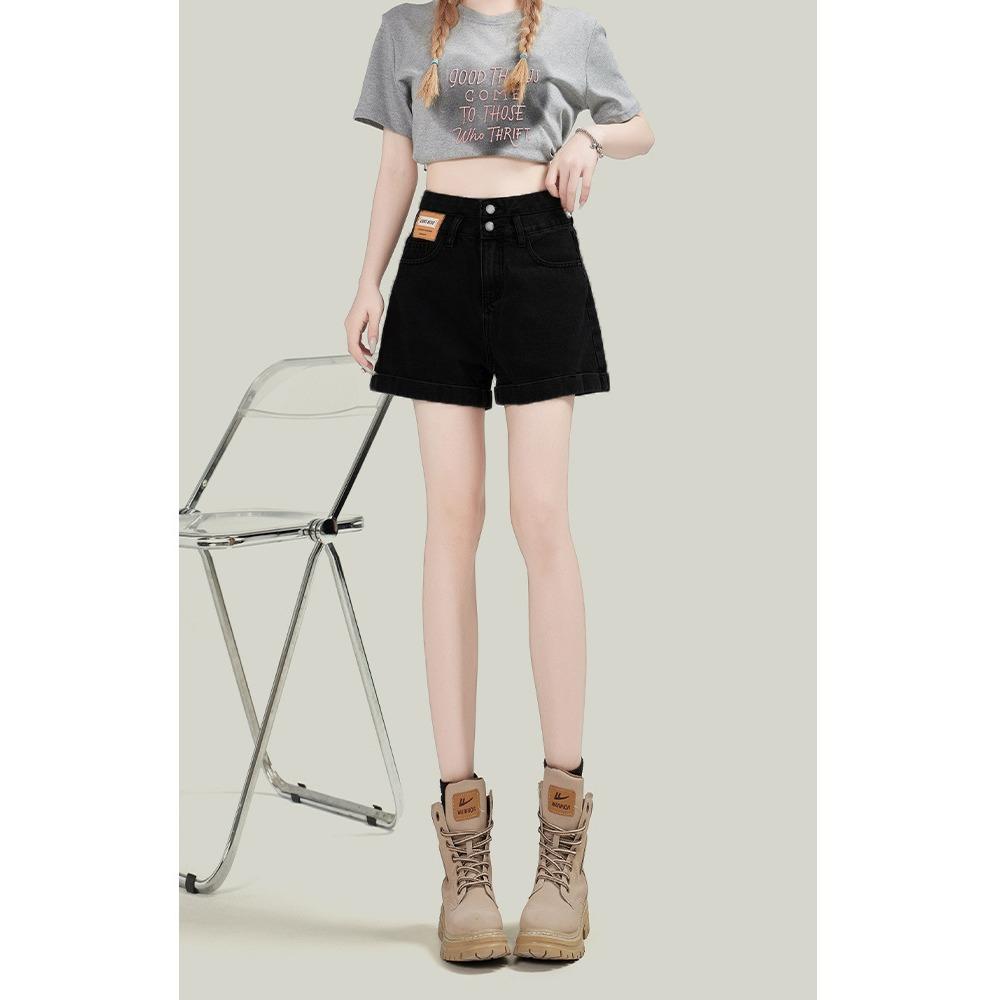 Korean Style Rolled Double Button Denim Shorts Women New High-waist Loose Straight A-line Hot Pants Wide-leg Jeans S чорний
Korean Style Rolled Double Button Denim Shorts Women New High-waist Loose Straight A-line Hot Pants Wide-leg Jeans S чорний