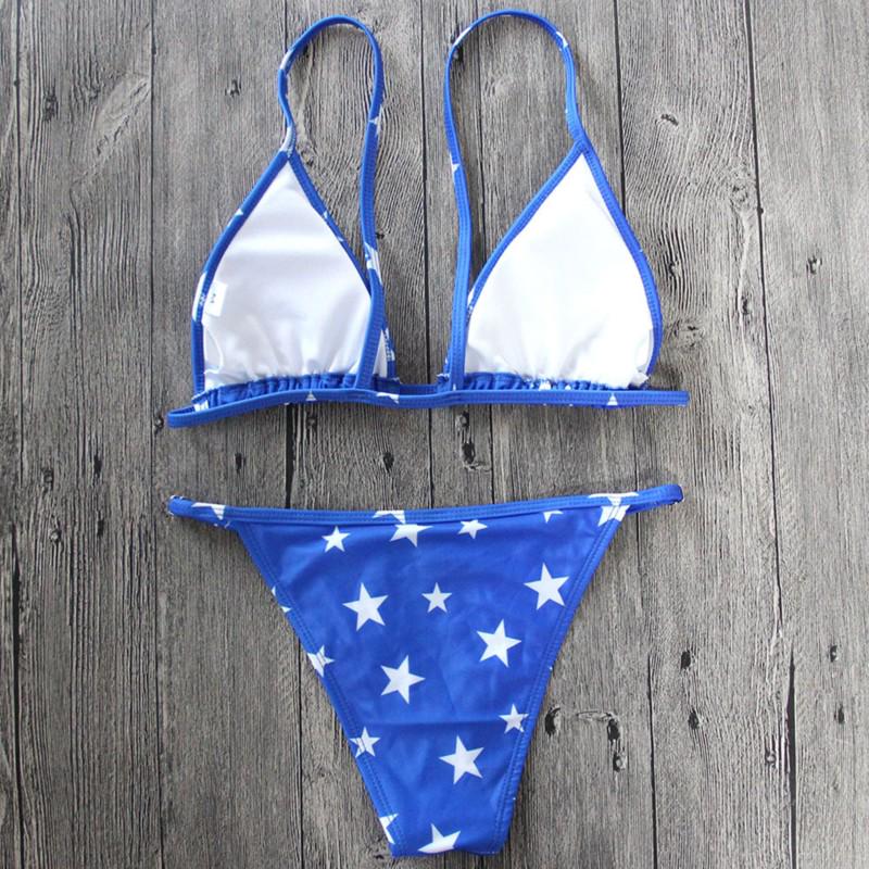 Buy Fashion Beach Print Patter Sexy Sling Swimsuit Triangle Bikini Two