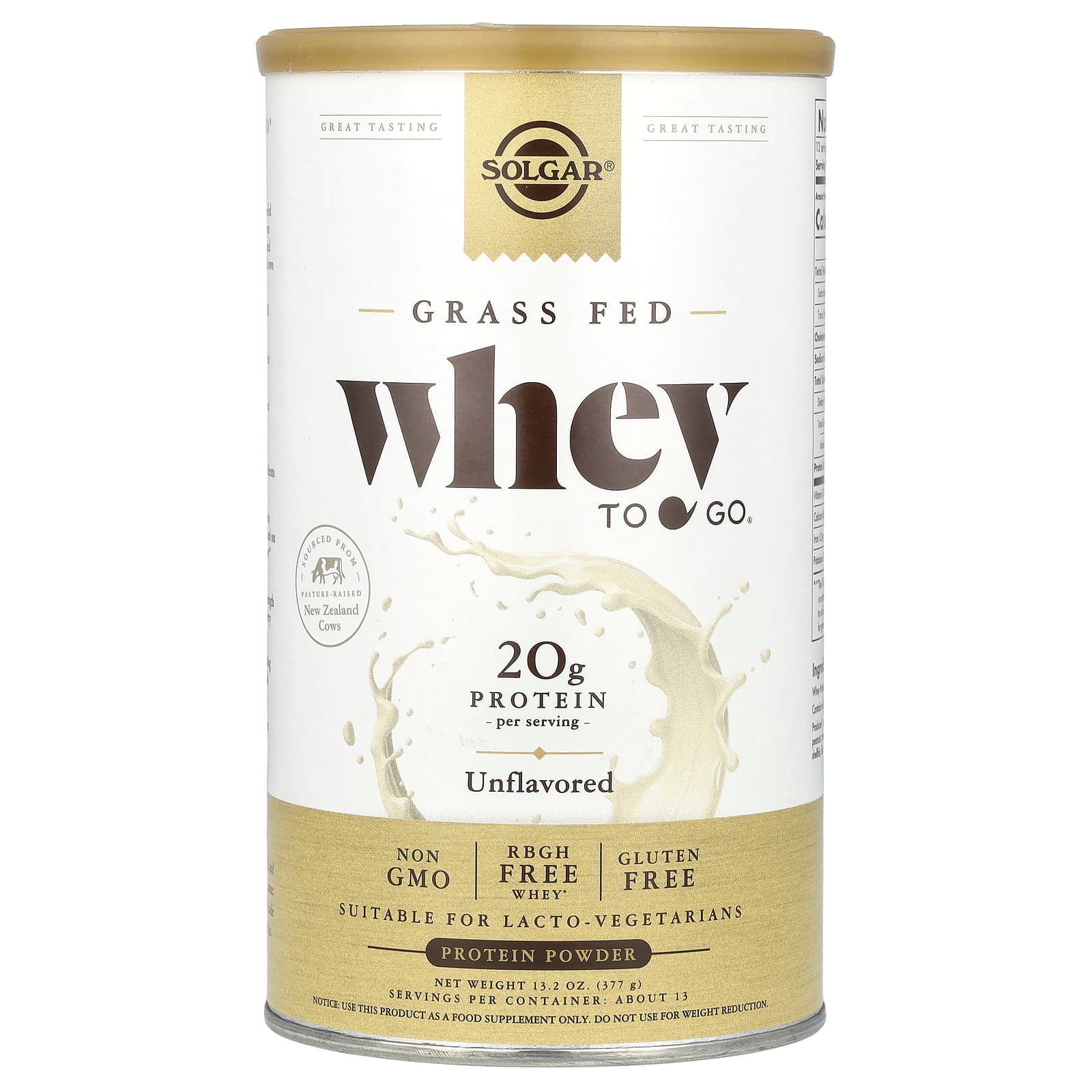 Solgar, Протеїновий порошок Whey To Go® від корів трав яного вигодовування, без смаку, 375 г (377 г)
Solgar, Протеїновий порошок Whey To Go® від корів трав яного вигодовування, без смаку, 375 г (377 г)